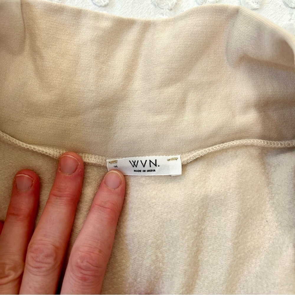 WVN Women’s Modal & Organic Cotton Cream Belted Sweatshirt Sz S EUC - Picture 5 of 10